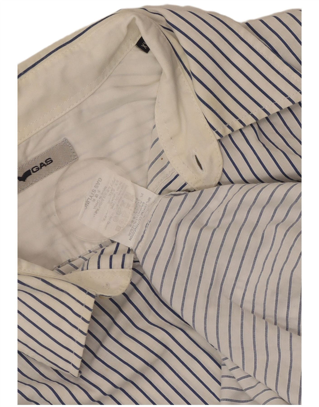 Chemise Homme Gas 2XL Coton Rayé Blanc