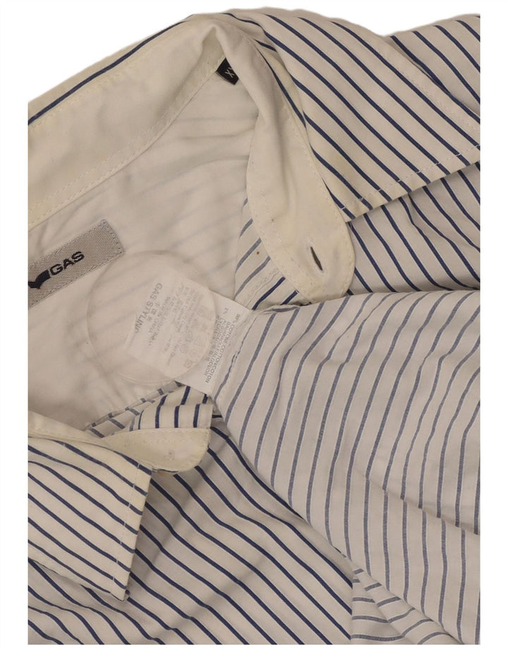 Chemise Homme Gas 2XL Coton Rayé Blanc