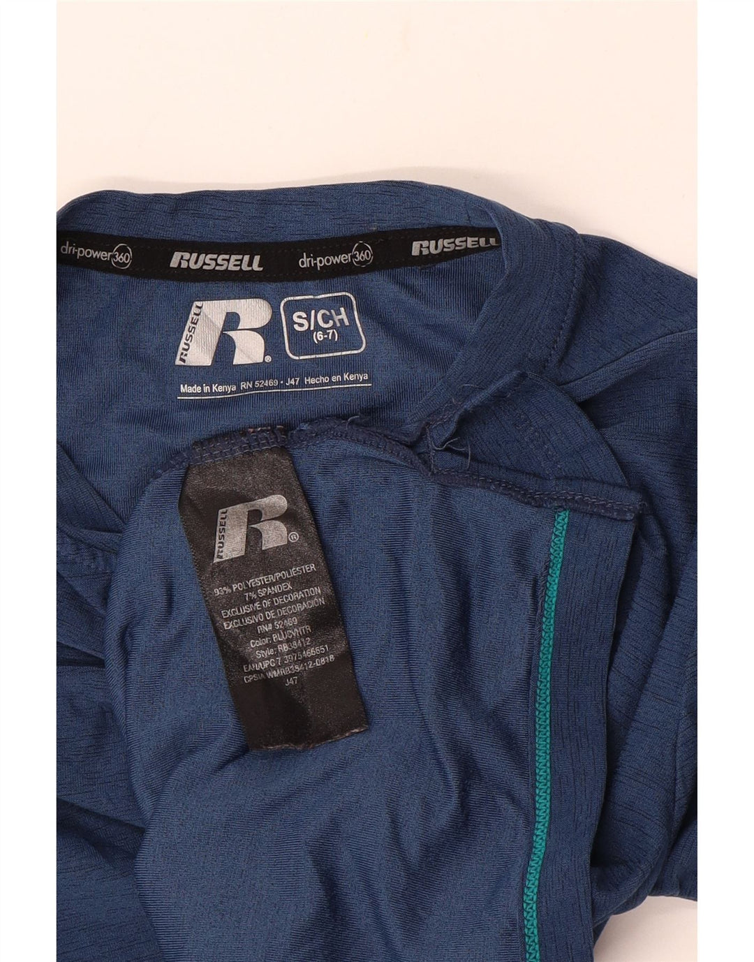 Russell Athletic Haut Dri-Power à manches longues pour garçon 6-7 ans Bleu marine Taille S