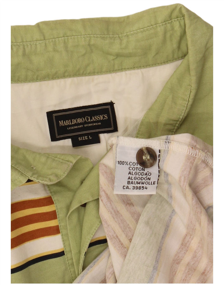 Marlboro Classics Polo Rugby Homme Grand Coton Rayé Vert