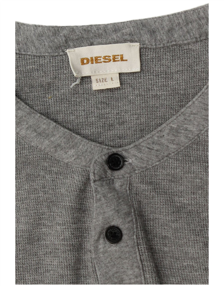 Diesel Haut graphique à manches longues pour hommes en coton gris moyen