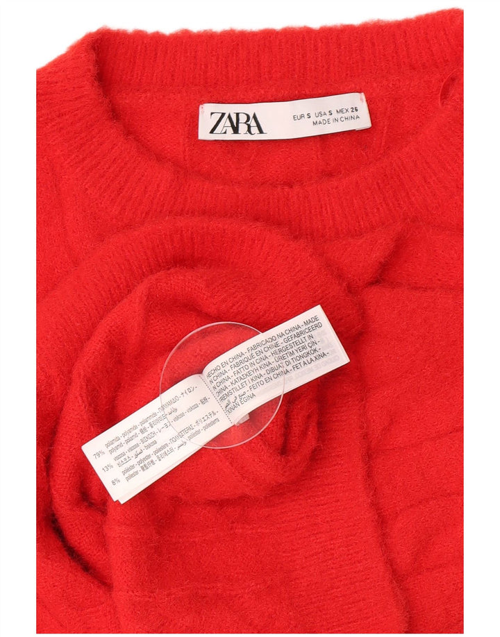 Zara Womens Crop Vest Débardeur UK 10 Petit Rouge Polyamide