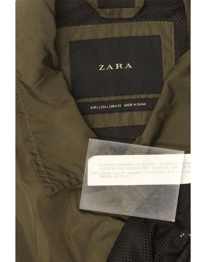 Zara Veste de pluie pour homme UK 40 Large Kaki Polyester