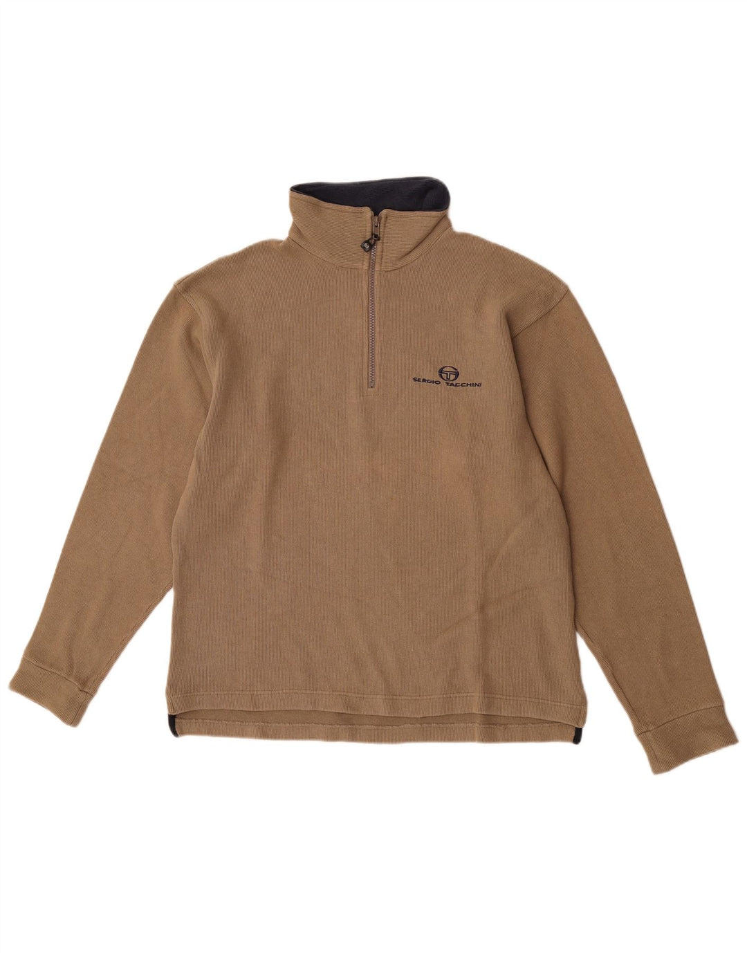 Sergio Tacchini Sweat-shirt à col zippé pour homme en coton beige moyen