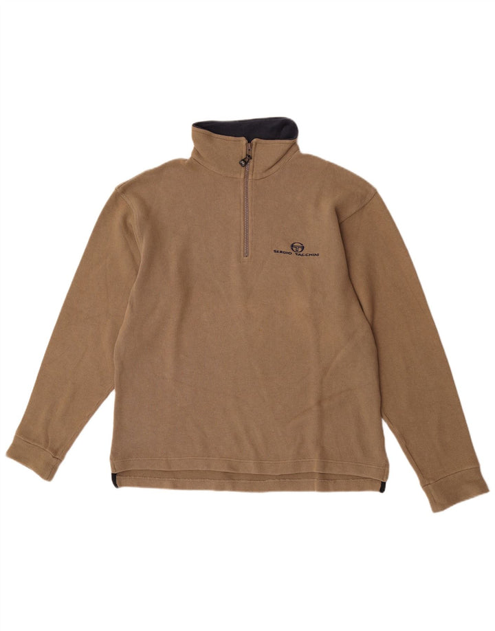 Sergio Tacchini Sweat-shirt à col zippé pour homme en coton beige moyen