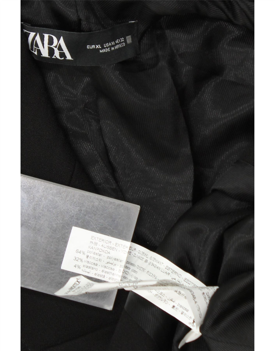 ZARA Femme Blazer Croisé Veste UK 18 XL Noir Polyester