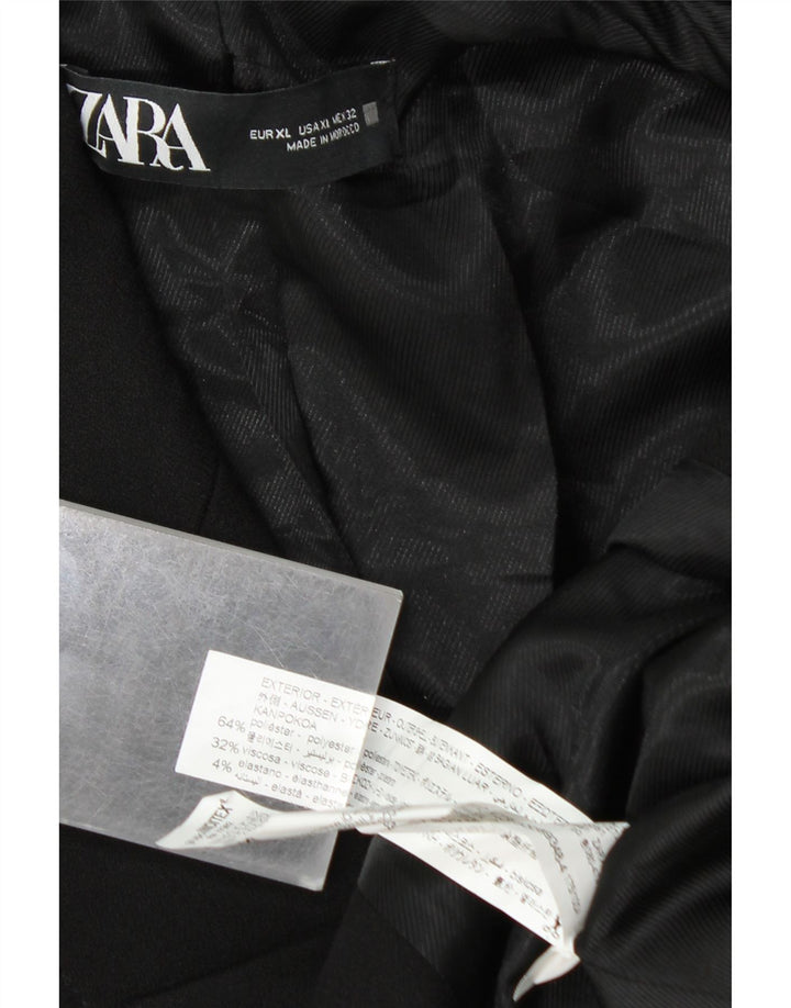 ZARA Femme Blazer Croisé Veste UK 18 XL Noir Polyester