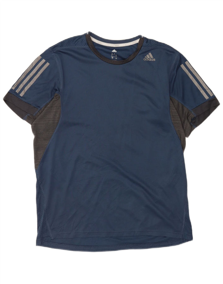 Adidas Hommes Climacool T-Shirt Haut Large Bleu Marine Pinstripe Polyester