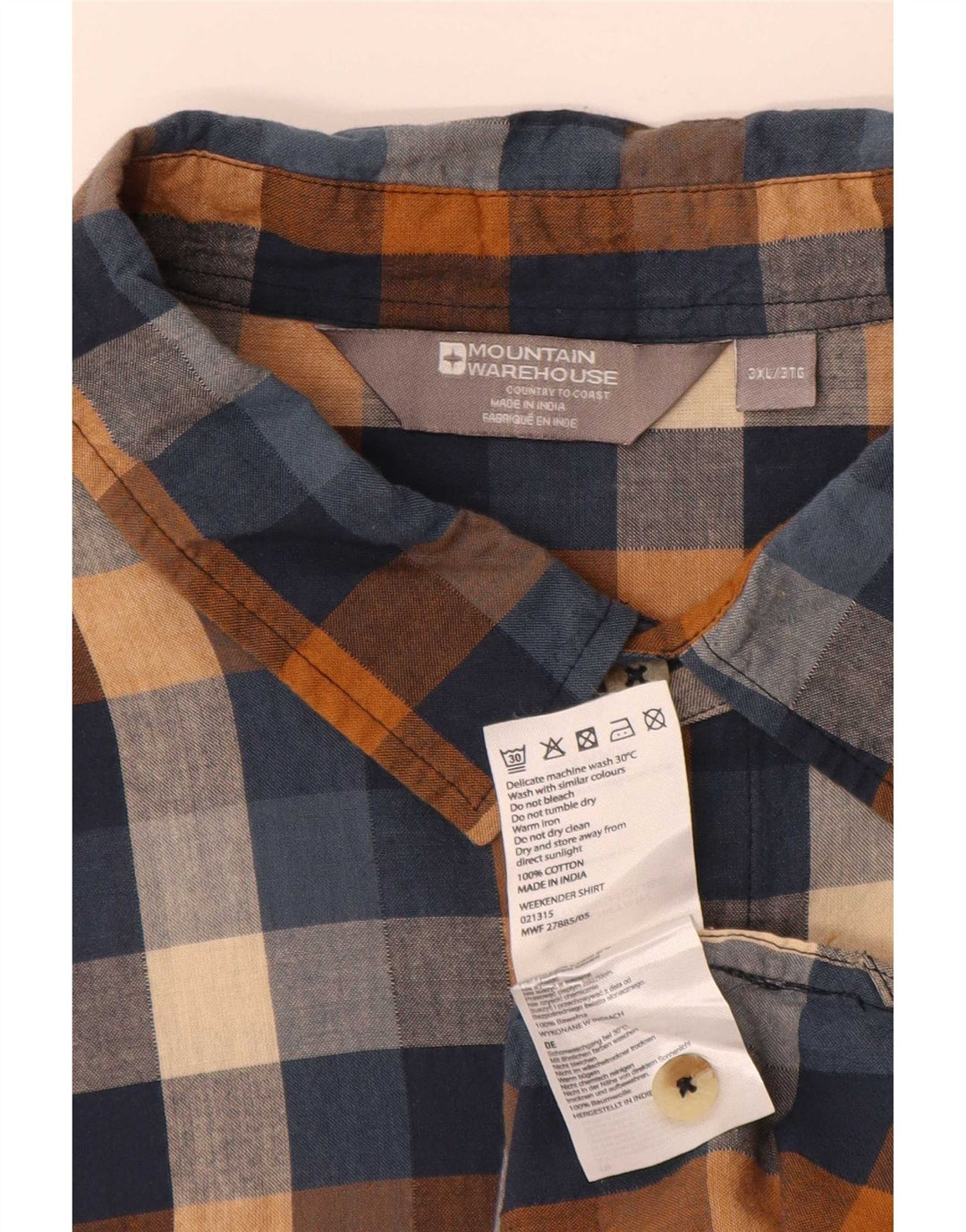 Mountain Warehouse Chemise à manches courtes pour homme en coton à carreaux multicolore 3XL