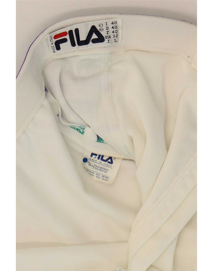 Fila Short décontracté homme IT 48 Medium W32 blanc rayé polyester