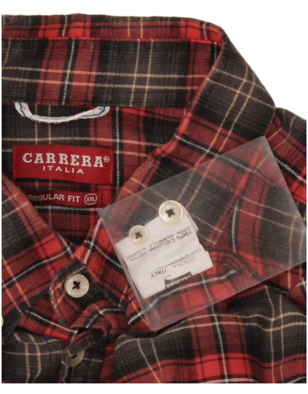 CARRERA Chemise en flanelle coupe classique pour homme 2XL Rouge à carreaux en coton