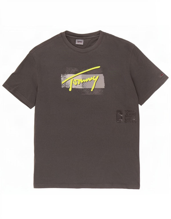 Tommy Hilfiger T-shirt graphique pour hommes, grand, gris, coton
