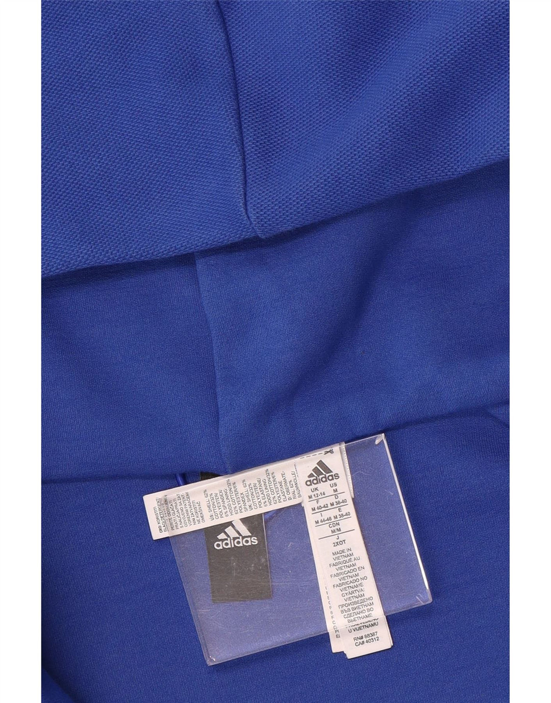 ADIDAS Pull à capuche zippé graphique pour femme UK 12/14 Bleu moyen Coton