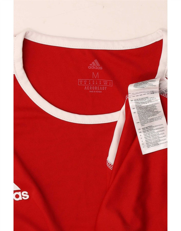 Adidas Homme Aeroready T-Shirt Top Rouge Moyen Polyester Colorblock
