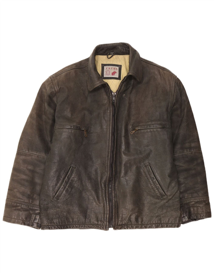 Tauri Veste en cuir pour homme UK 42 XL Cuir noir