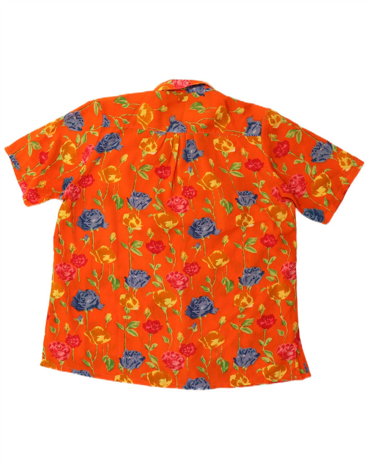Mango Chemisier surdimensionné à manches courtes pour femme UK 16 Large Orange Floral