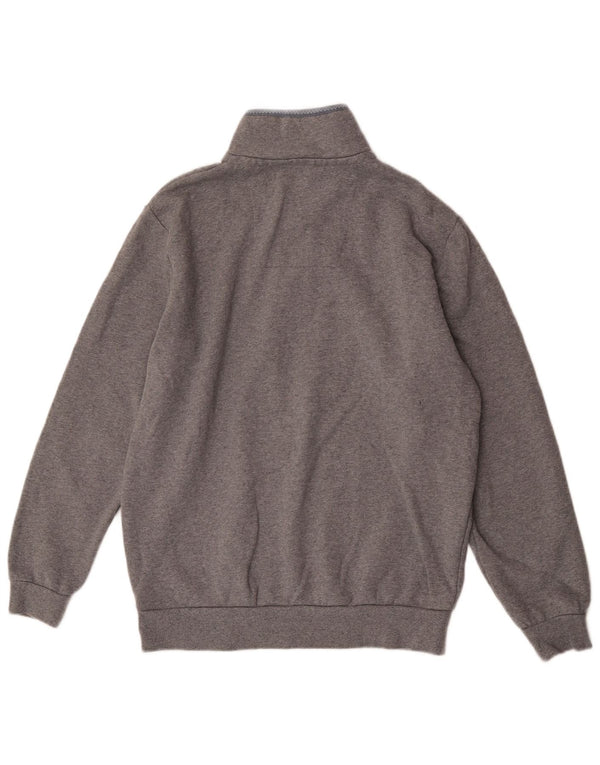 Crew Clothing Sweat-shirt à col zippé pour homme en coton gris Taille L