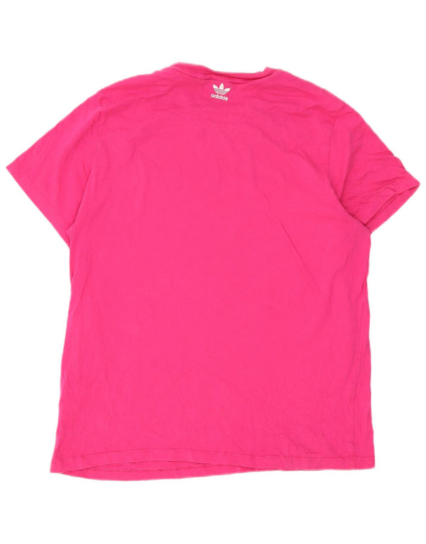 Adidas T-shirt graphique pour femme UK 16 Grand coton rose