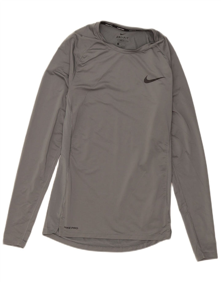 Nike Haut moulant à manches longues pour homme Gris Polyester