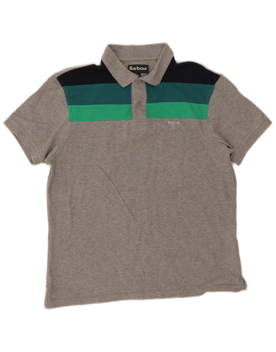 Barbour Polo Homme Grand Gris Colorblock Coton