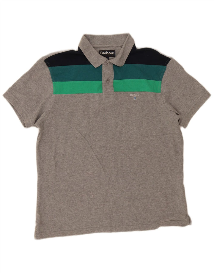 Barbour Polo Homme Grand Gris Colorblock Coton