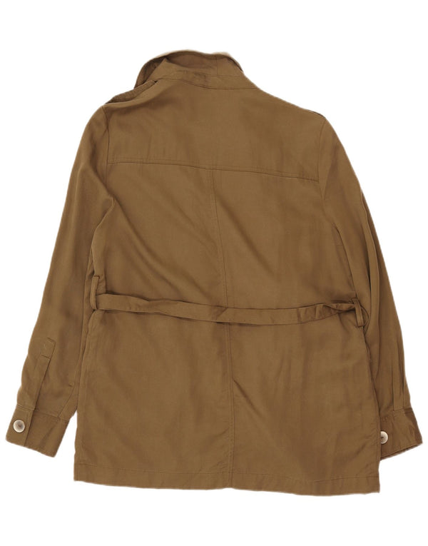 MANGO Veste Militaire Femme UK 16 Large Kaki Lyocell