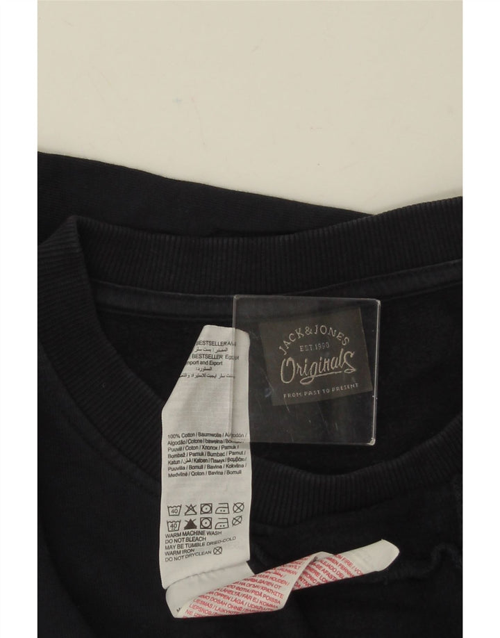 JACK & JONES Sweat-shirt graphique pour hommes, grand, bleu marine, en coton