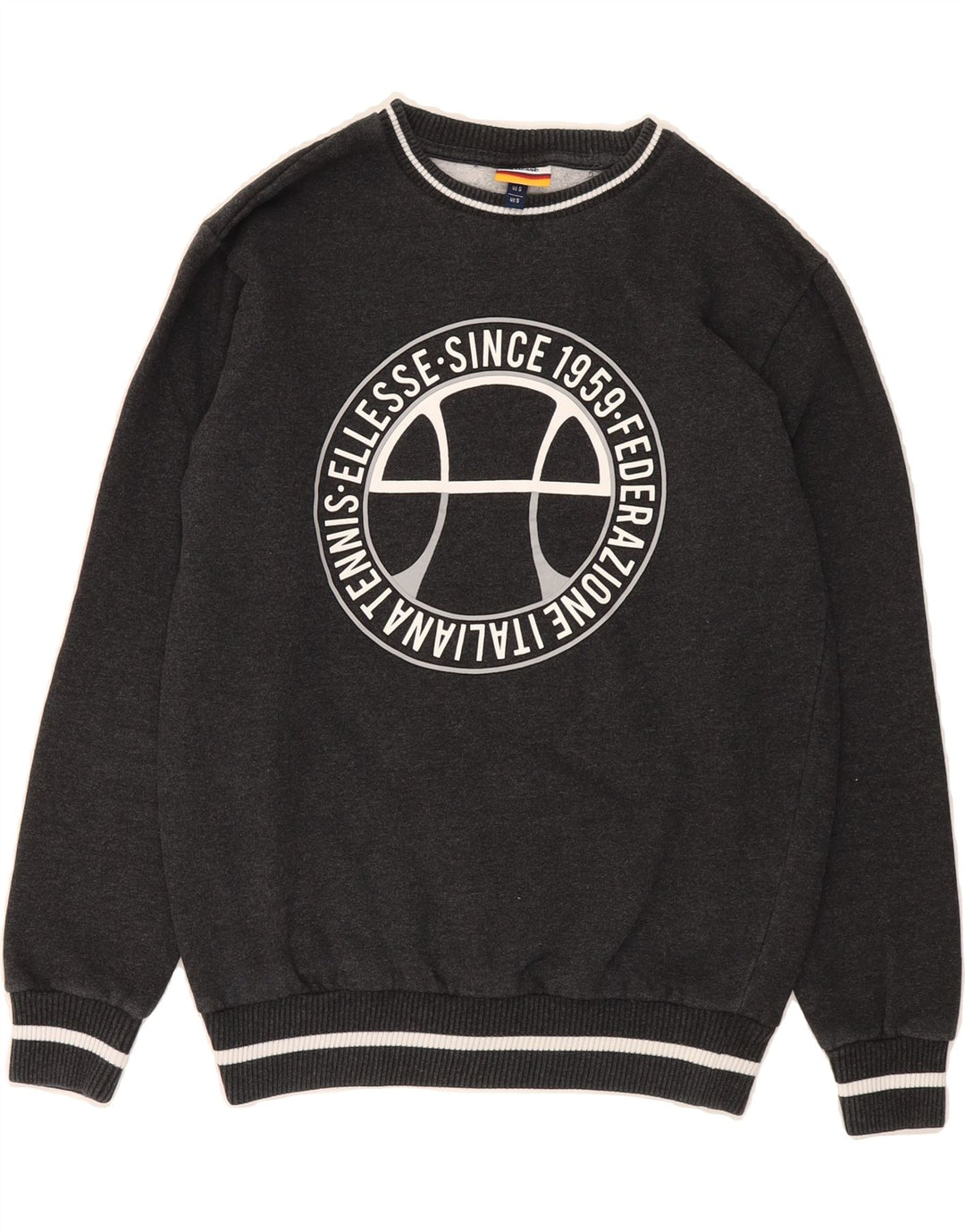 ELLESSE Mens Graphic Sweatshirt Jumper Small Grey Cotton Vintage Ellesse and Second-Hand Ellesse from Messina Hembry 