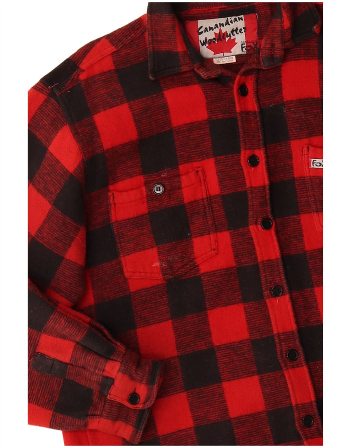 Chemise en flanelle de bûcheron CANADIAN pour hommes, grand coton à carreaux rouges