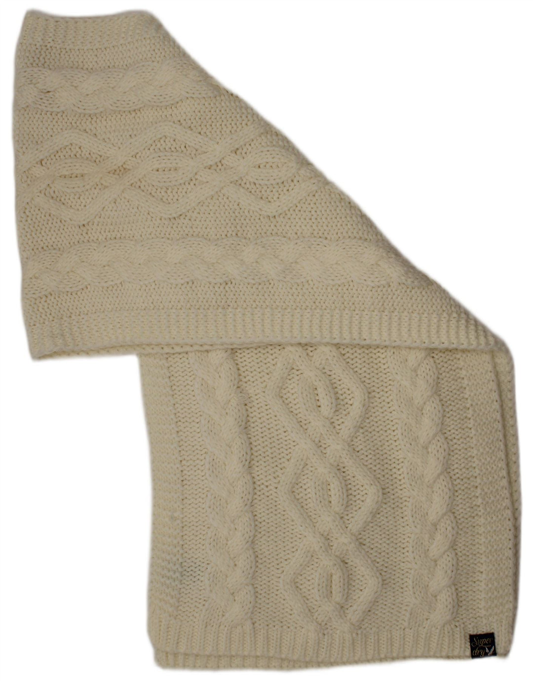 Superdry Femme Écharpe Rectangulaire En Tricot Taille Unique Acrylique Blanc Cassé