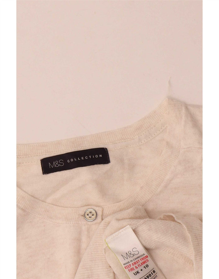 Marks & Spencer Pull Cardigan pour Femme UK 10 Petit Beige Moucheté