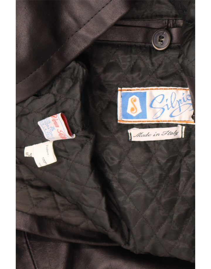 Veste en cuir homme vintage IT 54 2XL Cuir noir