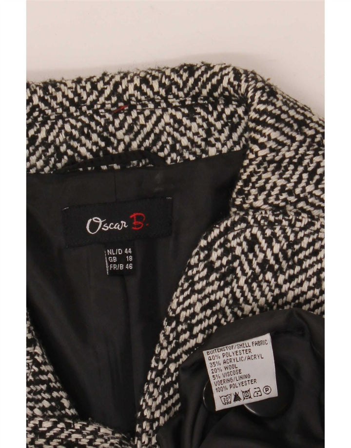 Oscar B Veste Blazer 3 Boutons Femme UK 18 XL Chevron Noir Polyester