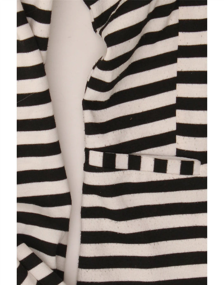 Marks & Spencer Cardigan Femme Top UK 8 Small Noir Rayé Polyester