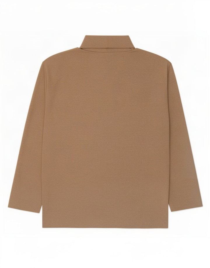 Zara Femme Top Manches Longues UK 44 Polyester Beige Moyen