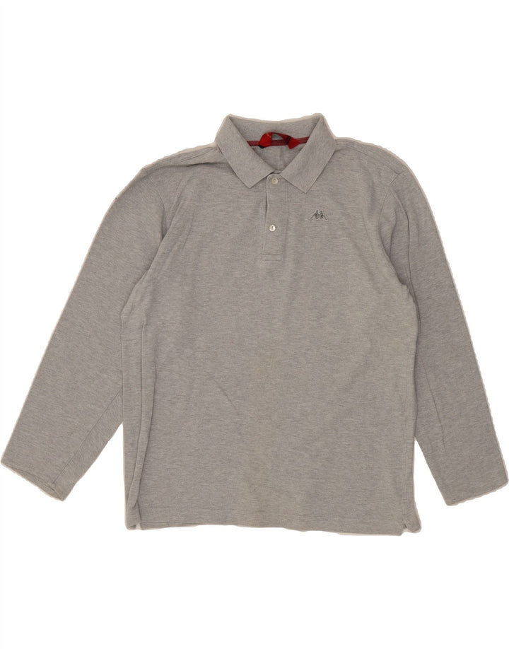 KAPPA Mens Long Sleeve Polo Shirt Medium Grey Cotton Vintage Kappa and Second-Hand Kappa from Messina Hembry 