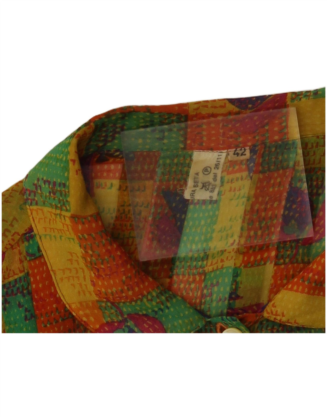 VINTAGE Chemisier Femme IT 42 Medium Multicolore Patchwork