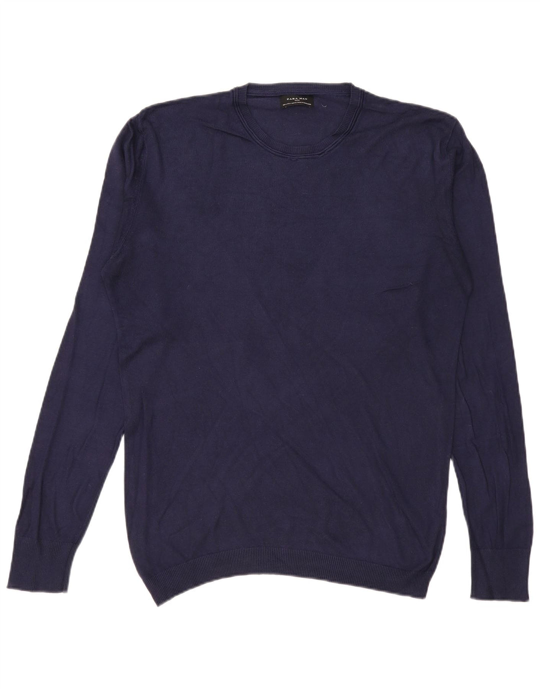 Zara Pull ras du cou pour homme, grand, bleu marine