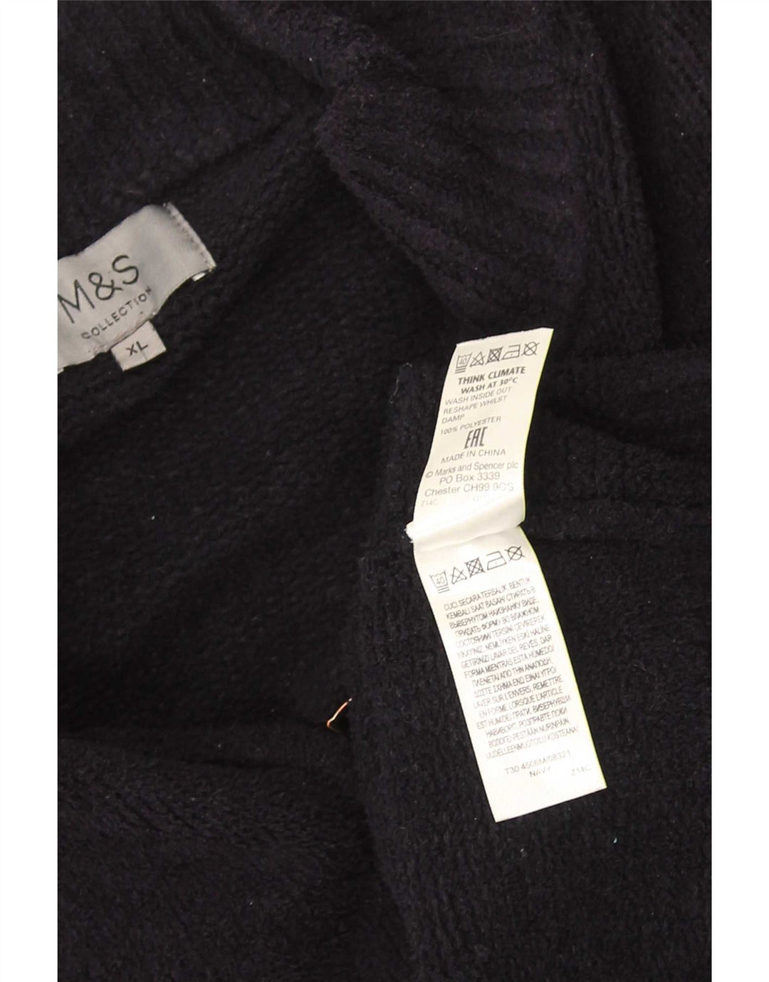 Marks & Spencer Pull Cardigan Homme XL Bleu Marine Polyester