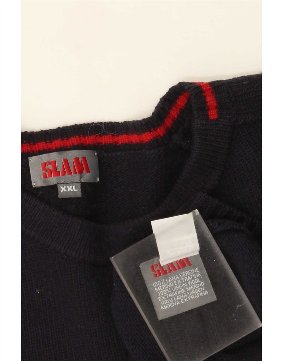 Slam Pull col bateau pour homme en laine bleu marine 2XL