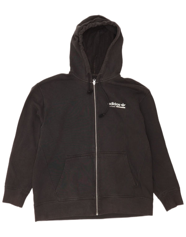 Adidas Pull à capuche zippé graphique pour homme en coton noir moyen