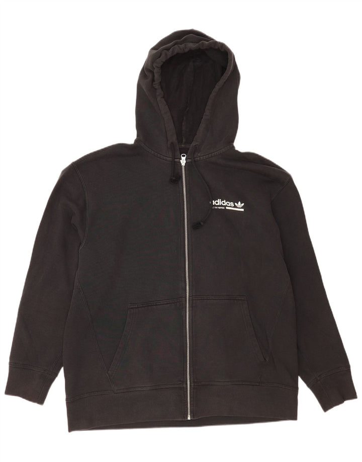 Adidas Pull à capuche zippé graphique pour homme en coton noir moyen
