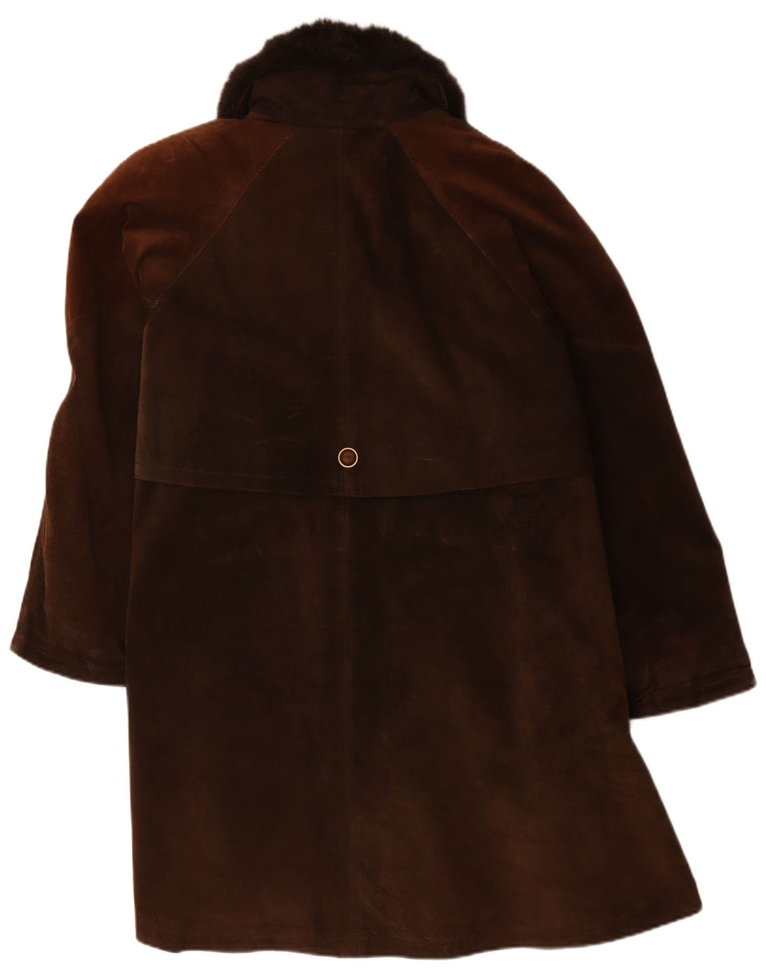 vintage Femme Suède Overcoat Oversize IT 44 Cuir Marron Moyen