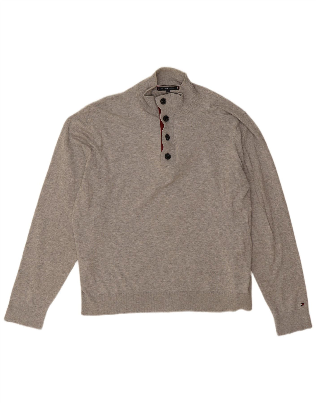 Tommy Hilfiger Pull à col boutonné pour homme 2XL Gris Coton
