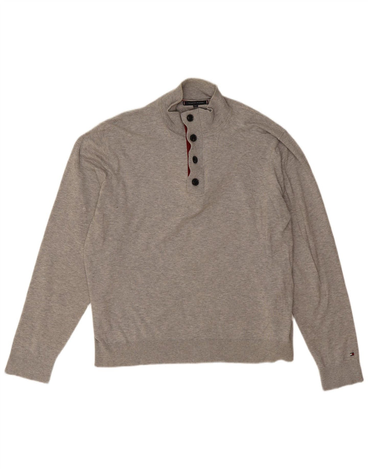 Tommy Hilfiger Pull à col boutonné pour homme 2XL Gris Coton