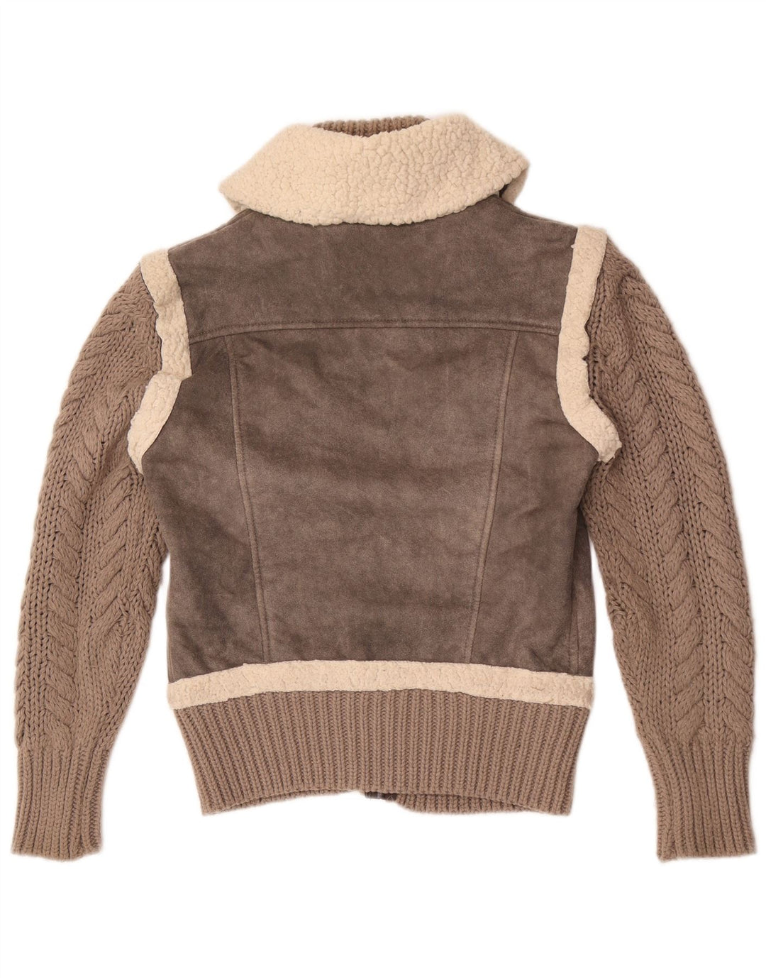 Gaudi Womens Knit Sherpa Bomber Jacket IT 46 Grand Gris Polyester