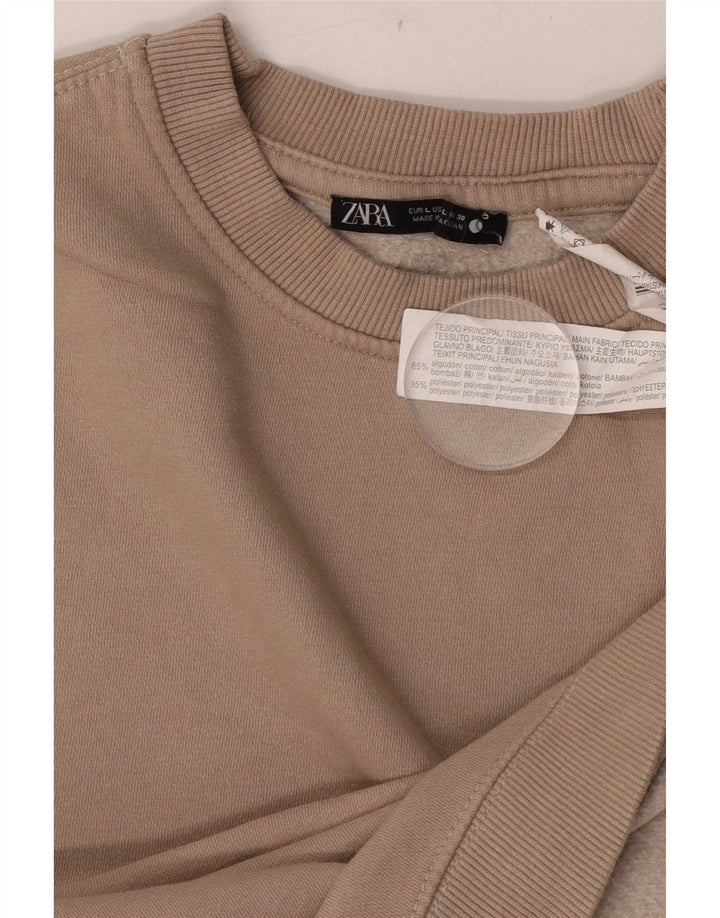 Zara Femme Sweatshirt Jumper UK 14 Large Marron Coton