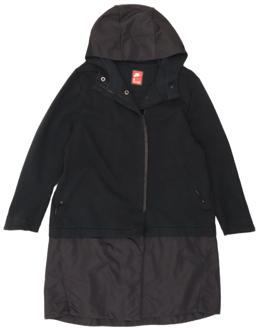 Nike Manteau imperméable à capuche pour femme UK 14 Large Noir Coton