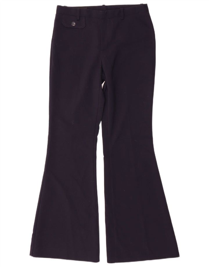 Zara Pantalon décontracté évasé pour femme Petit W26 L31 Bleu marine Polyester