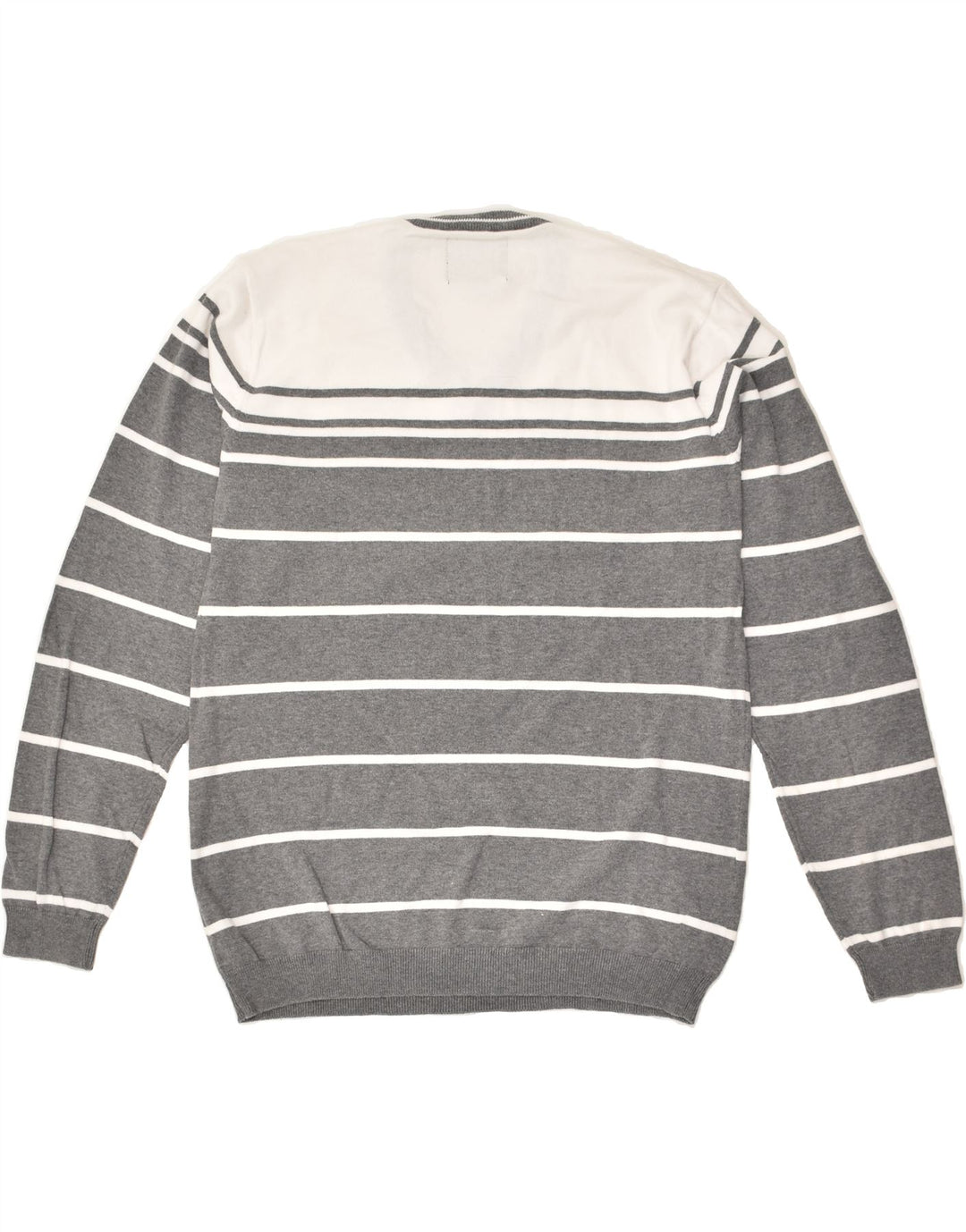 JACK & JONES Mens Slim Fit V-Neck Jumper Sweater XL Grey Striped | Vintage Jack & Jones | Thrift | Second-Hand Jack & Jones | Used Clothing | Messina Hembry 